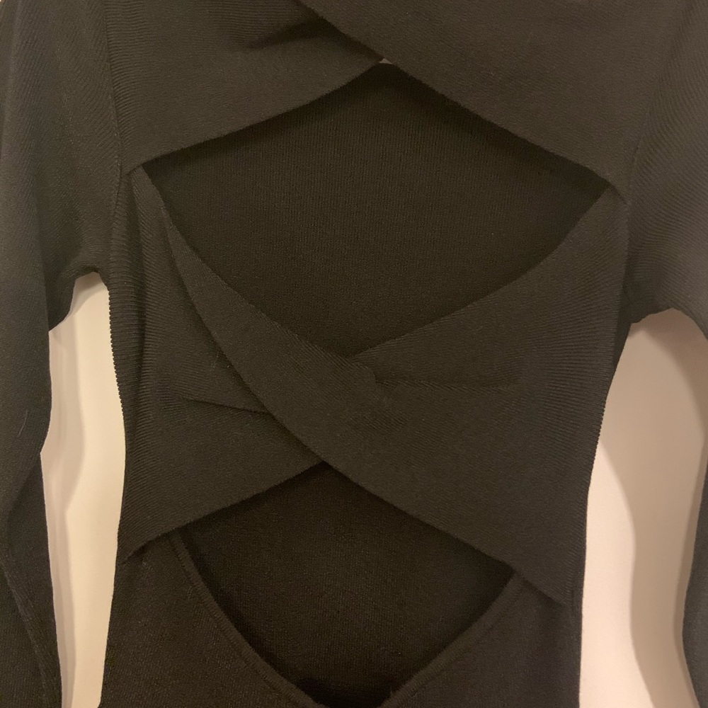 Club Monaco Black FitFlare Dress open back detail
